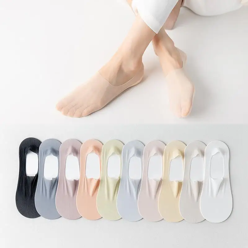 

5 pairs women summer breathable invisible socks High elastic non-slip boat socks breathable wicking sweat deodorant women socks