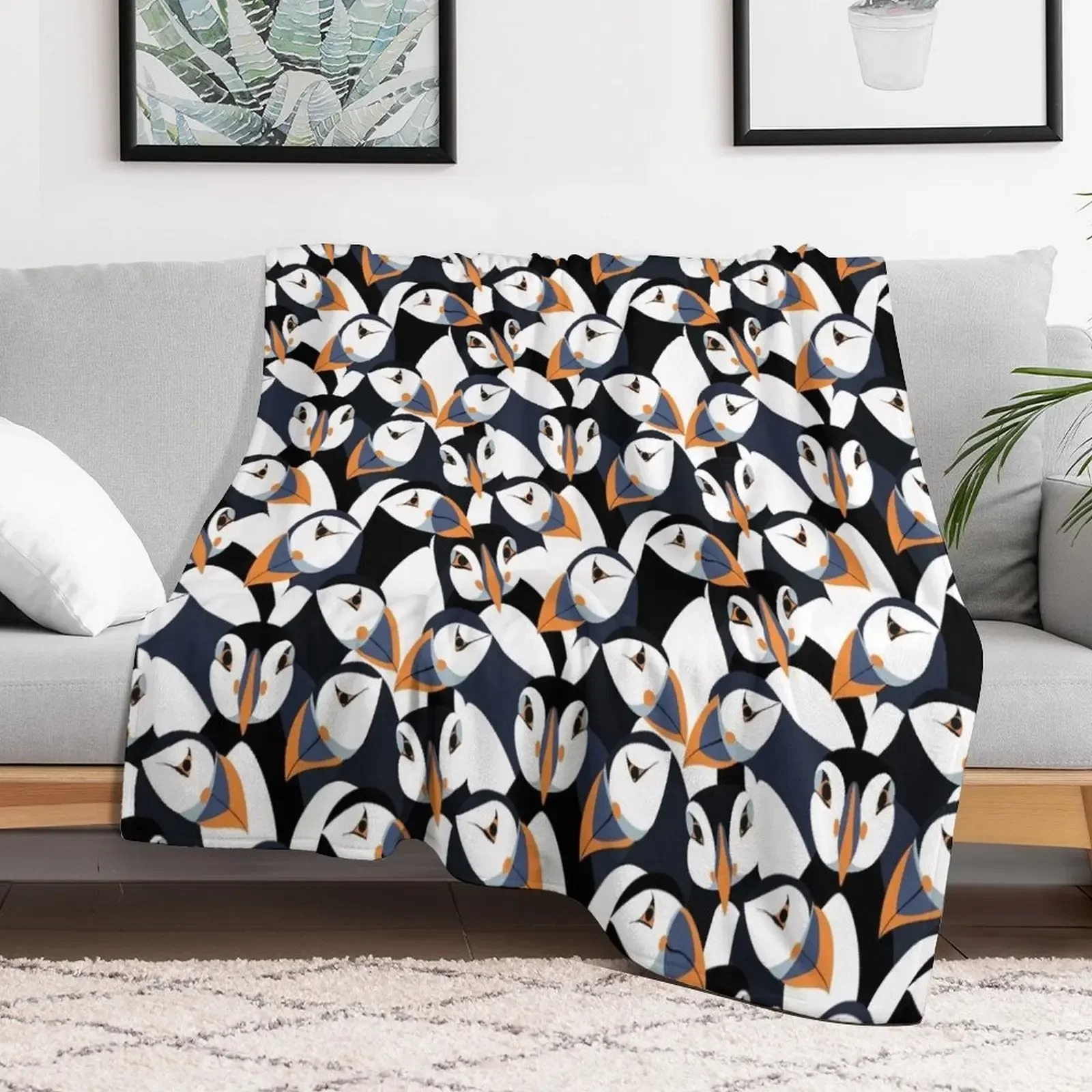 

Puffins with orange beaks Throw Blanket sofa bed cosplay anime Winter beds Blankets