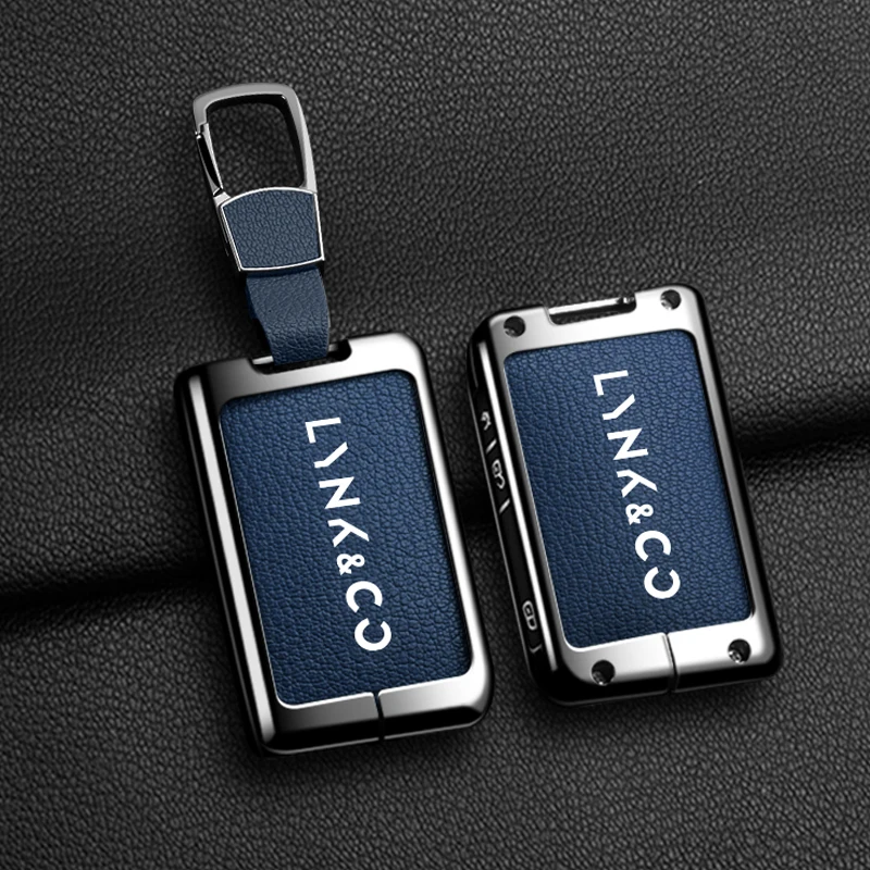 

Zinc Alloy Leather Car Fob Key Case Cover Protector Shell Holder Bag Set for LYNK CO 05 09 01 06 Smart Remote Auto Accessories