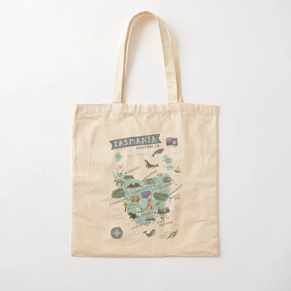 

Map of Tasmania Tote Bag bags luxury women reusable shopping bags Canvas Tote Bag