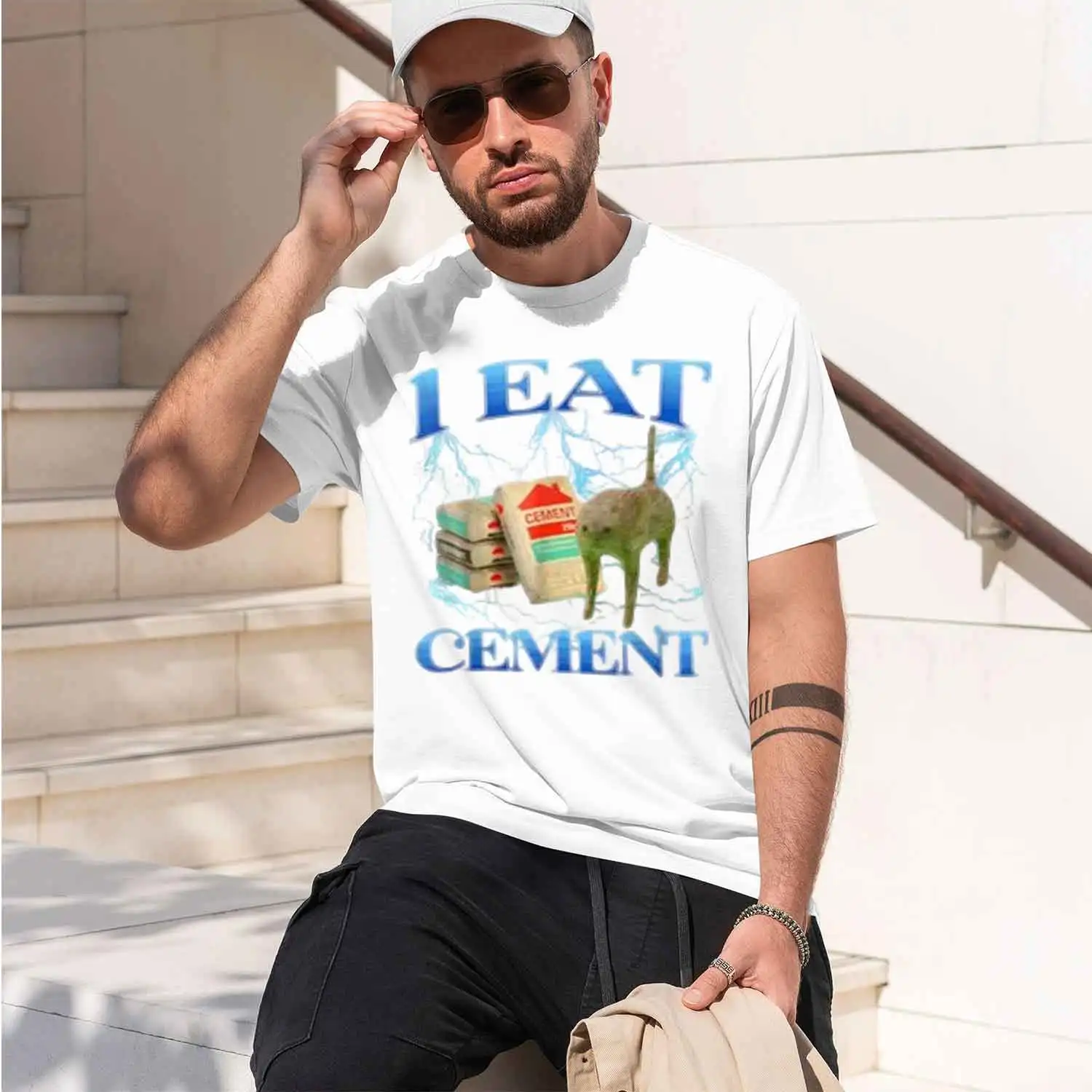2026 New Model I Eat Cement T-Shirt Funny Internet Y2k Design Graphic Outfit Gen-Z Oddly Specific Sarcastic Saying Tee Novelty G