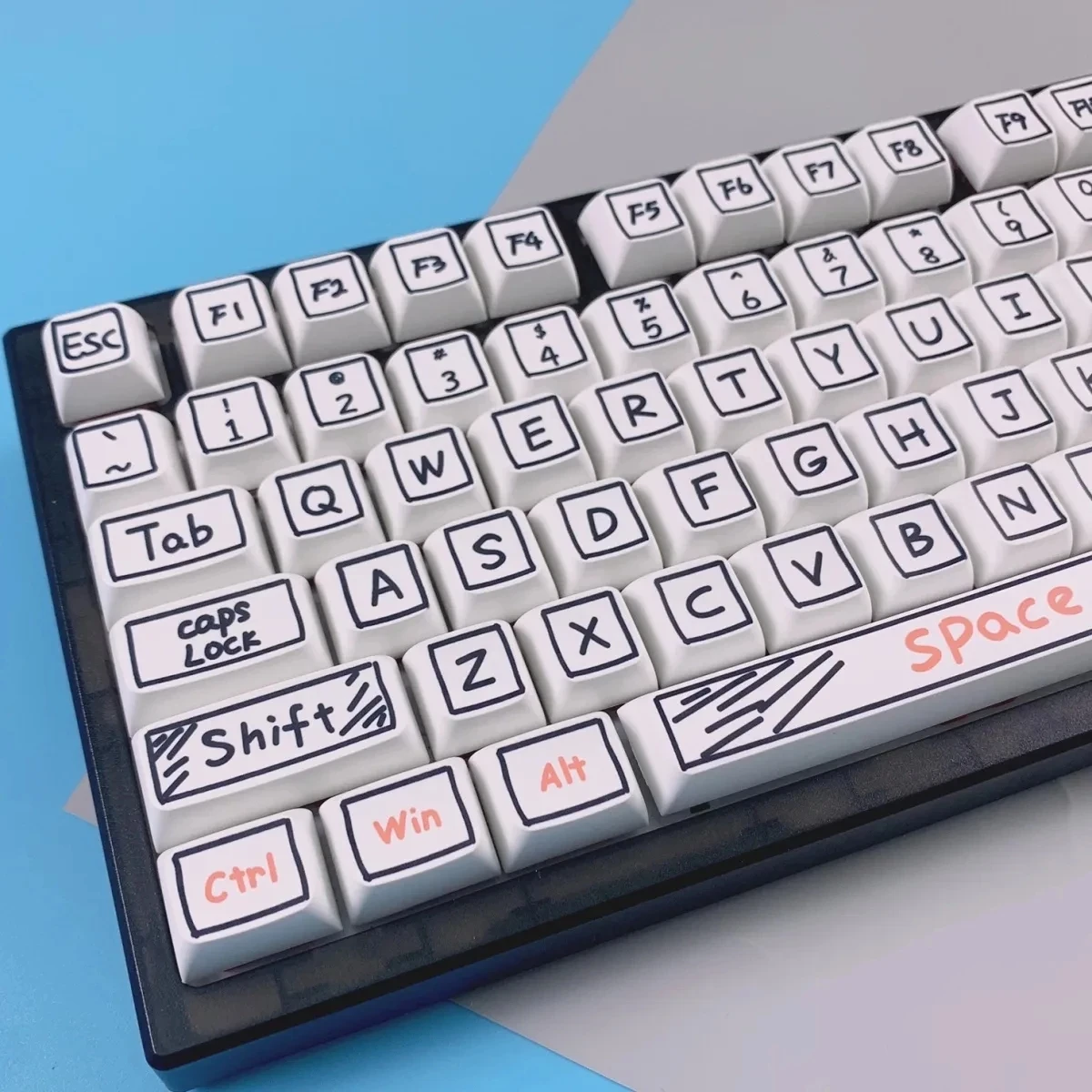 

126 клавиш, колпачки для ключей с граффити, профиль XDA, колпачки для клавиш из ПБТ для переключателя Mx, механическая клавиатура, милые колпачки для ключей в стиле аниме, персонализированные