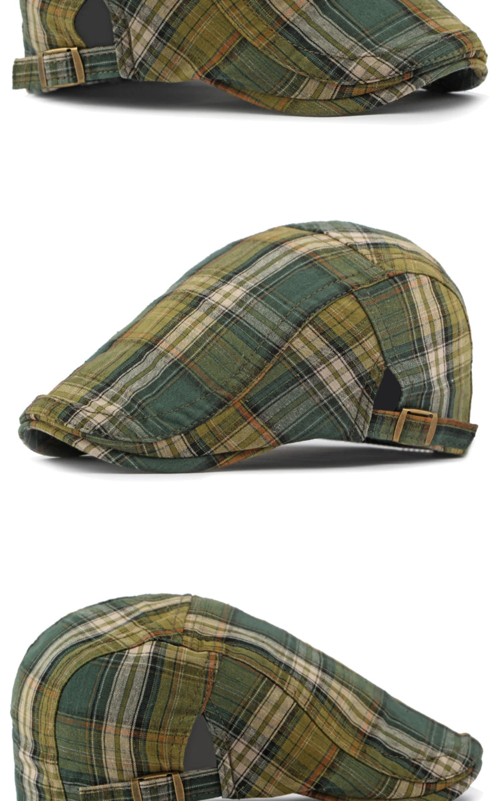 HT4376 Berets Männer Frauen Vintage Plaid Baskenmütze Männlich Weiblich Einstellbare Flache Kappe Retro Frühling Sommer Kappe Baskenmütze Hüte für Männer Frauen – Detail 8