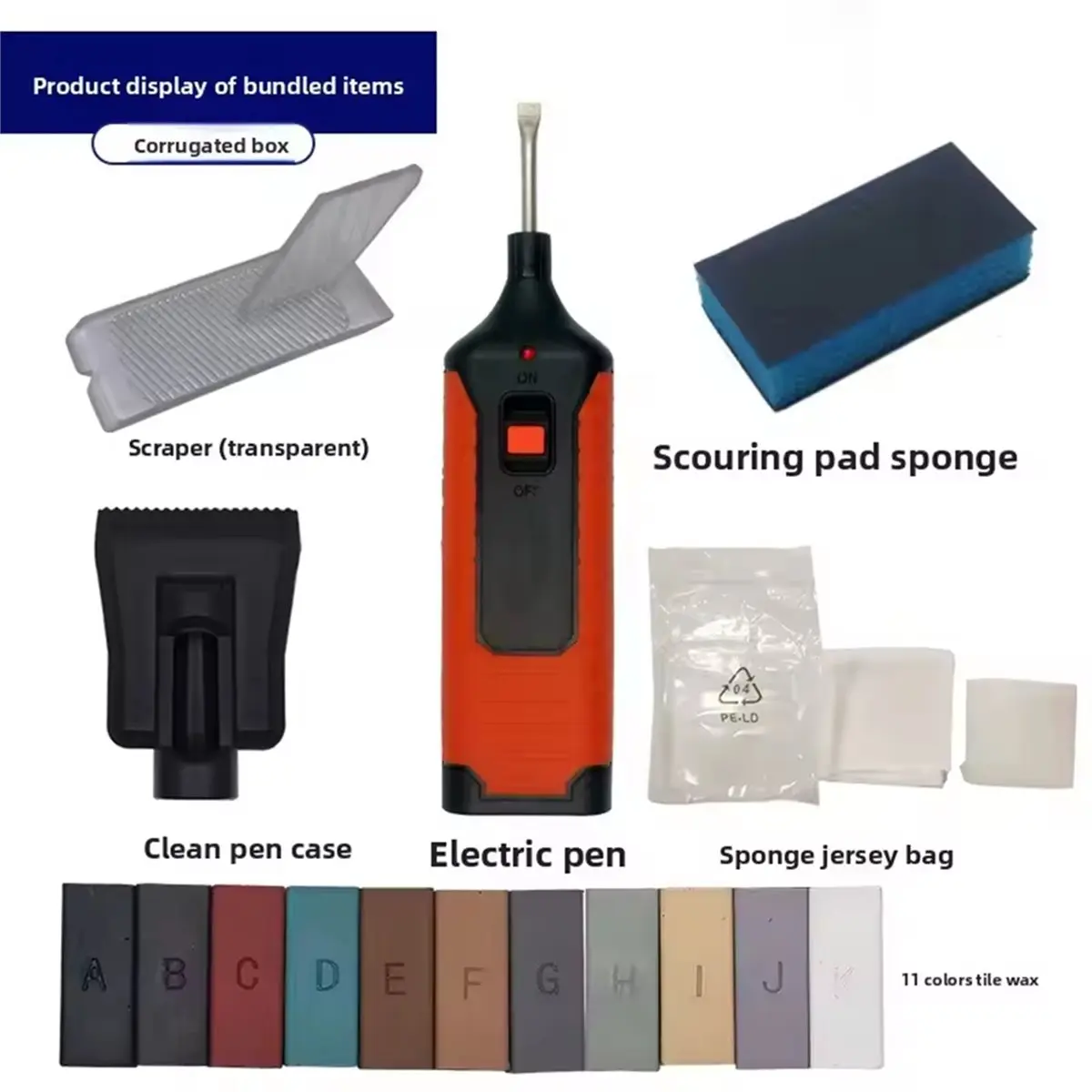 17-Piece Professional Tile Repair Kit: Multi-Functional Grout & Crack Filler Set for Floors & Walls (Battery Powered)