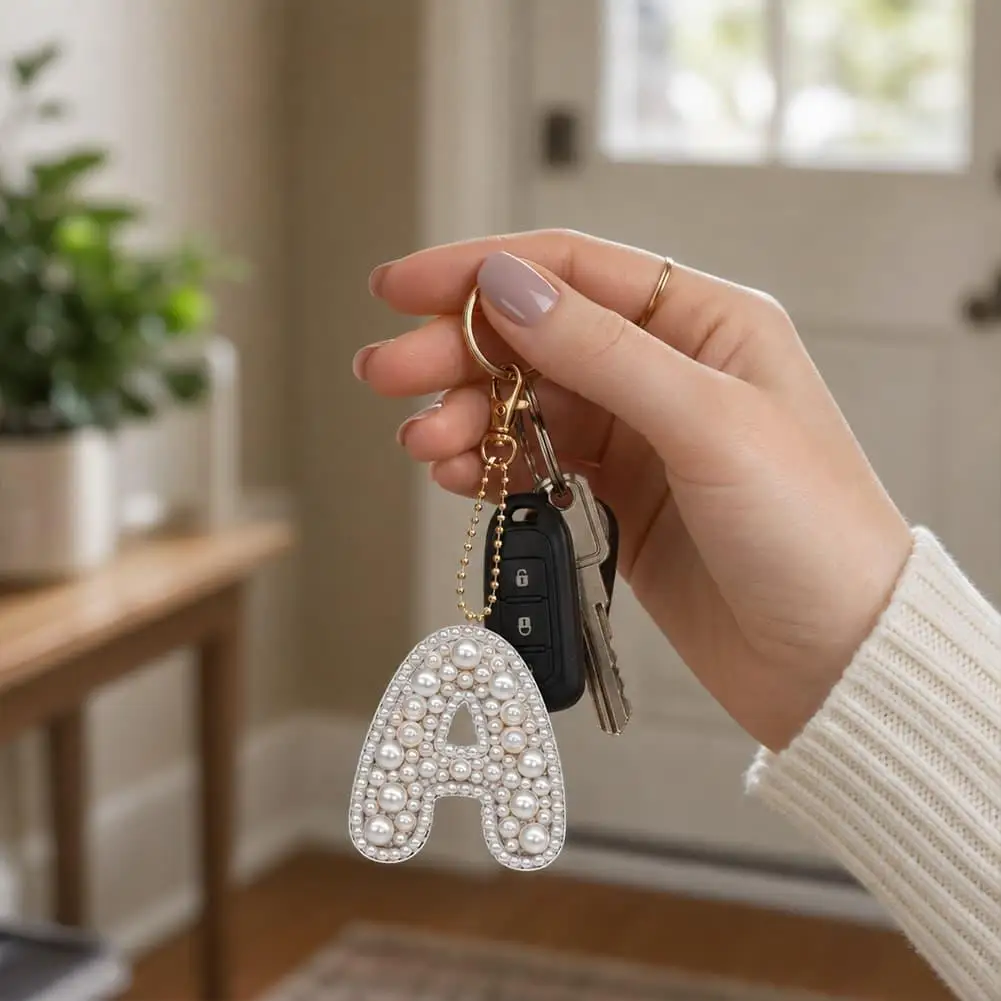 Pearl Rhinestone Animal Keychain Cute Dog Cat Owl Pendant Lobster Clasp Handbag Charm Car Key Holder Gift Llavero 키홀더 view 3