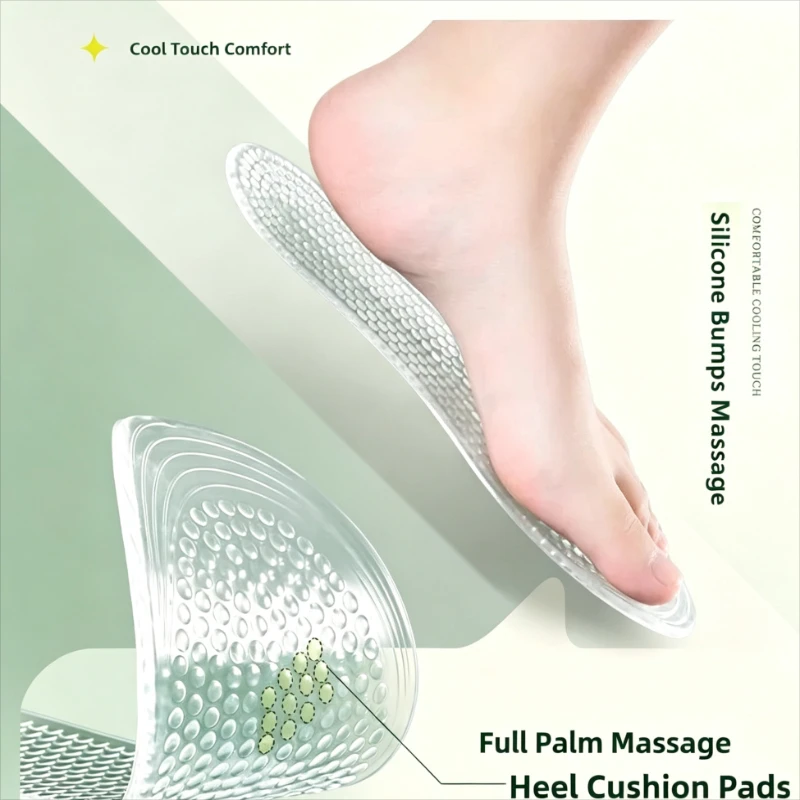 Silicone Non Slip Sport Insoles Arch Support Shock Absorb Soft Shoe Cushions Men Women