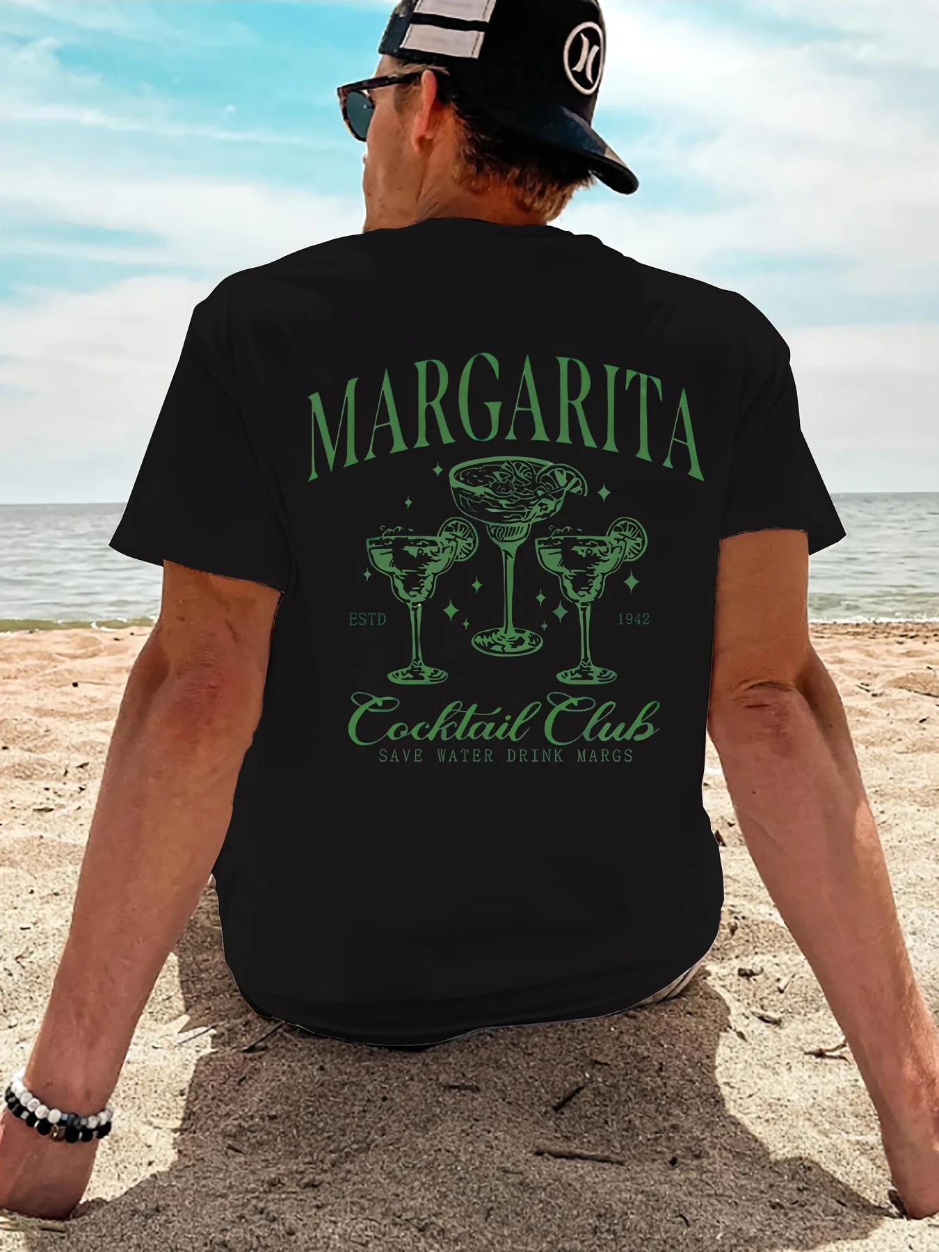 T-shirt d'été à manches courtes pour hommes, imprimé dos Margarita