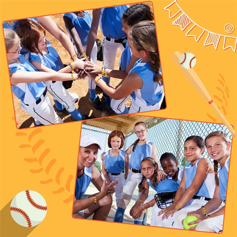 

AU-20 Pack Softball Bracelet Party Favors Softball Beads Friendship Bracelets Adjustable Beaded Bracelet Softball Gifts