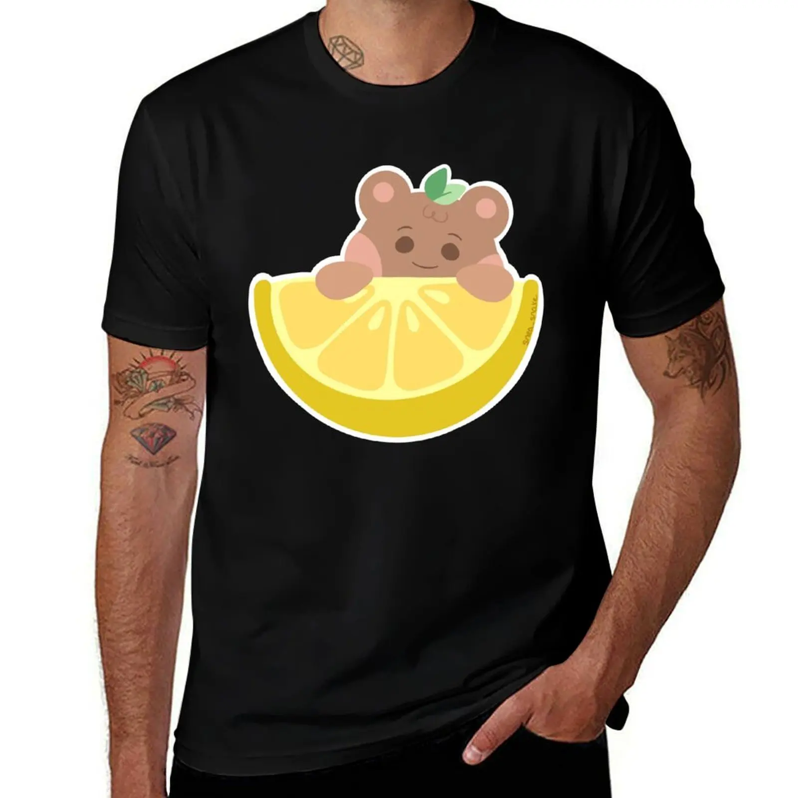 

Ateez Aniteez Golden Hour Lemon JJONGbear T-Shirt Fitness Training Breathable Tee