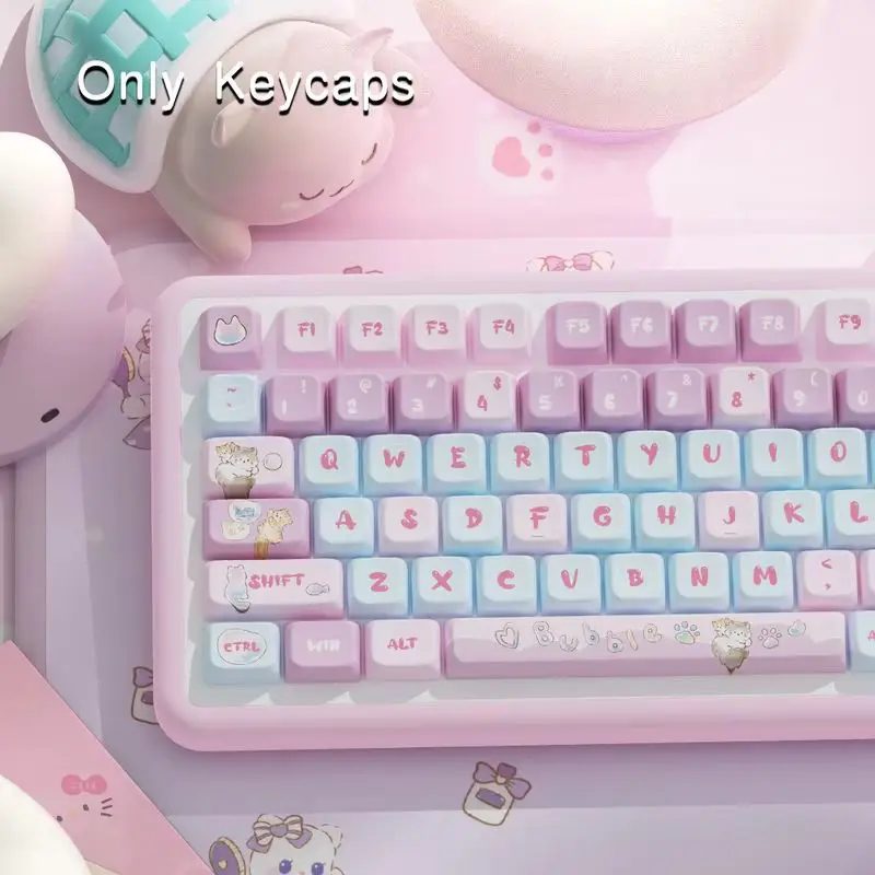 Neue Bubble Kitten Themed Tastenkappen 138/158 Tasten Mda Profil Pbt Thermosublimation Mechanische Tastatur Anime Spiel Cartoon Tastenkappen