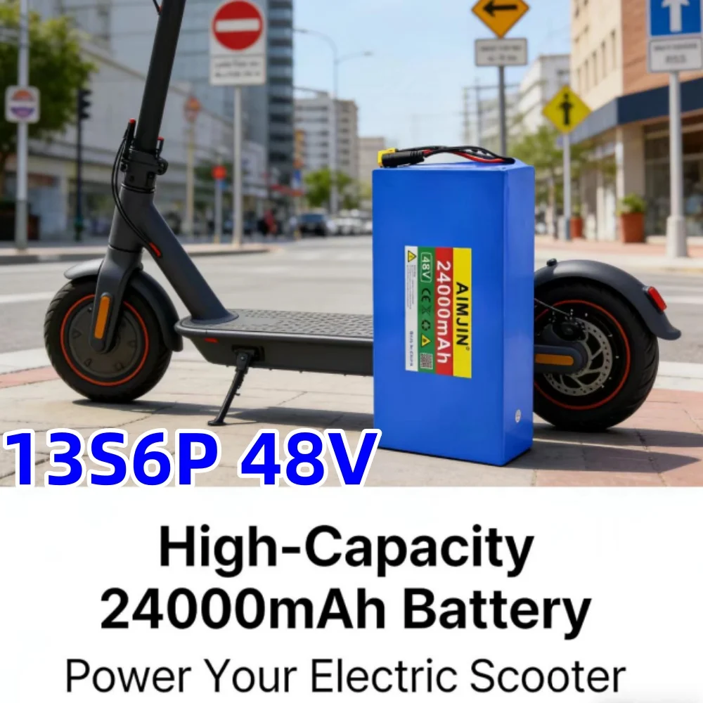 

18650 Battery Pack 13S6P Lithium Battery Pack 48V 24Ah 2000W For Citycoco Scooter Batteries Built in 50A BMS Customizable plug