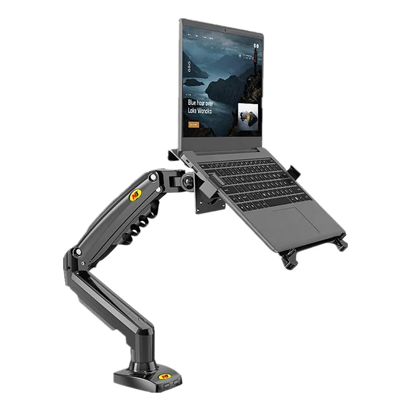 

Dual screen monitor stand, laptop stand, rotating and extendable with tray, adjustable height stand