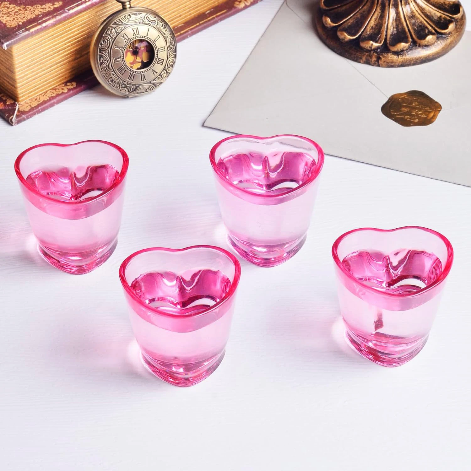6-teiliges herzförmiges Kunststoff-Gläser-Set/Rosa Kunststoffbecher ist nicht zerbrechlich/Valentinstag-Party-Dekorationszubehör/Soju-Schnapsgläser – Detail 6