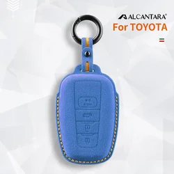 Alcantara Car Key Case Cover Holder Key Shell Buckle For 2018-2022 Toyota RAV4 Camry Corolla Avalon C-HR Prius GT86 Highlander