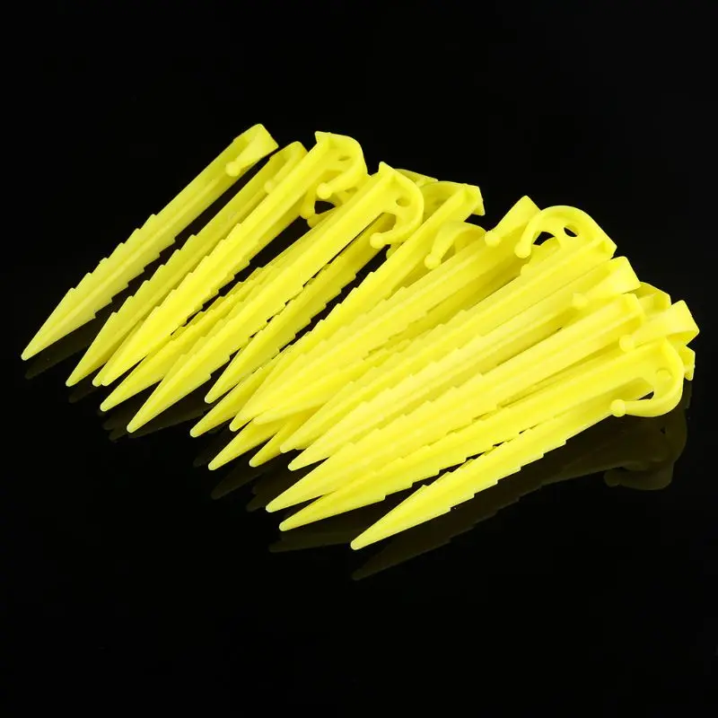 20 Pack Tent Nails Plastic Camping Equipment Tent Pegs Beach Mat Ground Nails Windproof Fixed Plastic Nails Pile Anchors