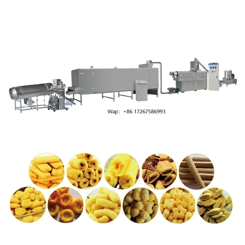 Automatic Corn Puffed Cereal Snack Extruder Machine Stainless Steel Puff Snacks Making Machinery Electric Rice Snack Processing