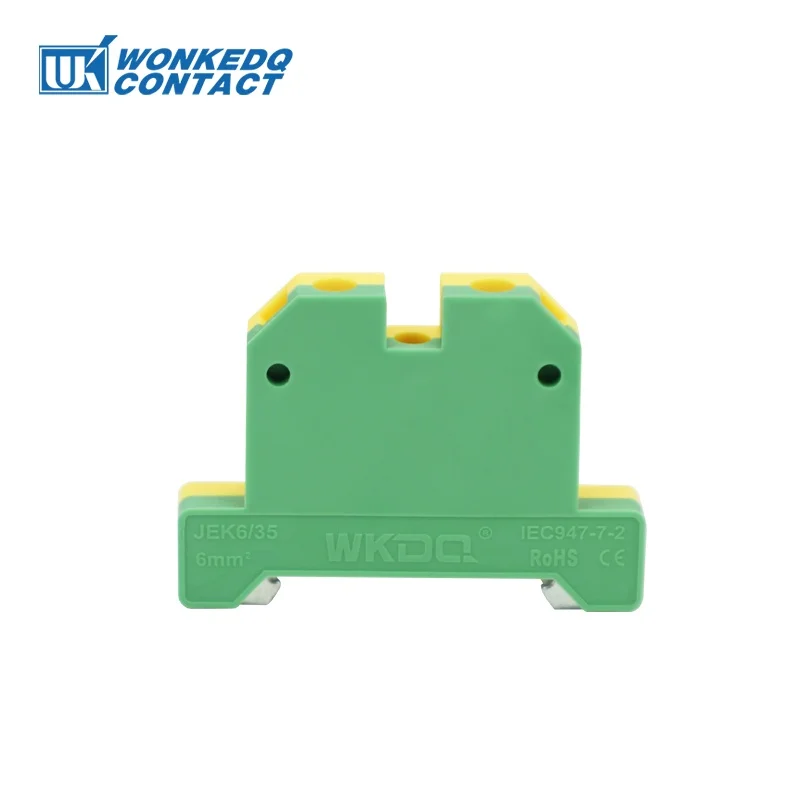 10Pcs EK 6/35 Screw Ground Connection Terminals SAK 6 mm² Wire Electrical Connector Mount on Din Rail Terminal Block EK6/35