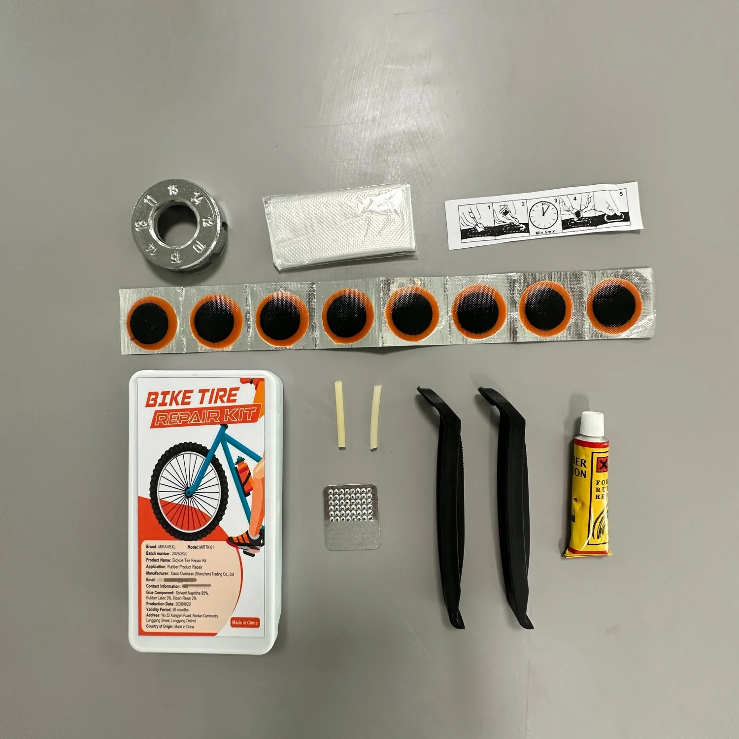 Bike Tire Repair Kit,Bicycle Inner Tube Puncture Patch Kits,Metal Rasp and Tire Lever, Bike Patch Kit for Mountain and Road Bike view 6
