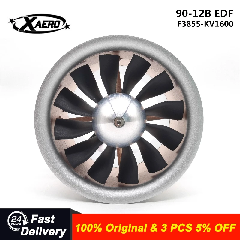 90mm 12-Blade EDF Ducted Fan Unit All Aluminum Alloy Housing Extended Nozzle 6S Version for RC Jet Aircraft
