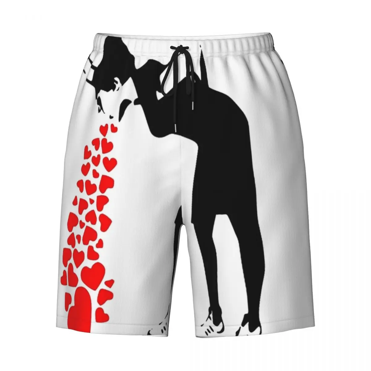 Lovesick Banksy Streetart Print Men Swim Trunks Quick Dry Beachwear Beach Board Shorts Graffiti Art Boardshorts