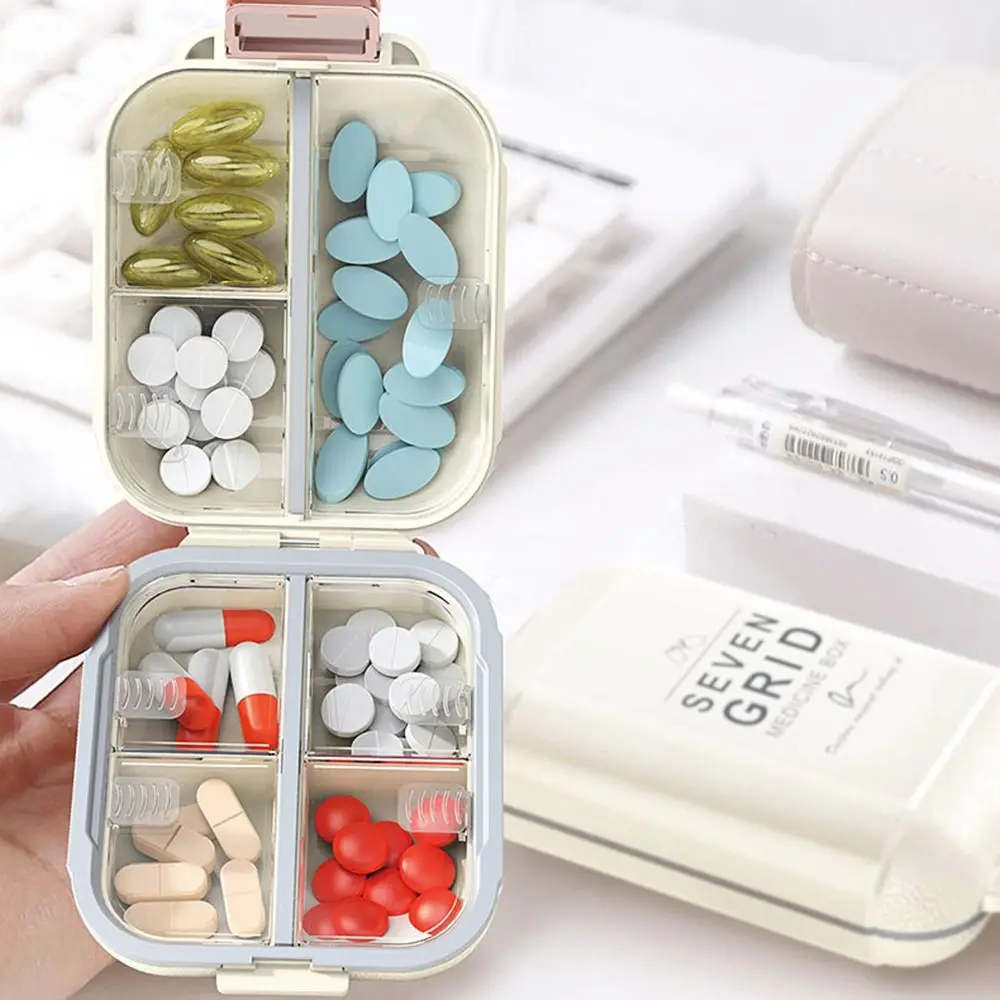 Durable Portable Small Pill Case 7 Compartment Moisture-proof Weekly Pill Box Waterproof Flip Design Pill Container Home