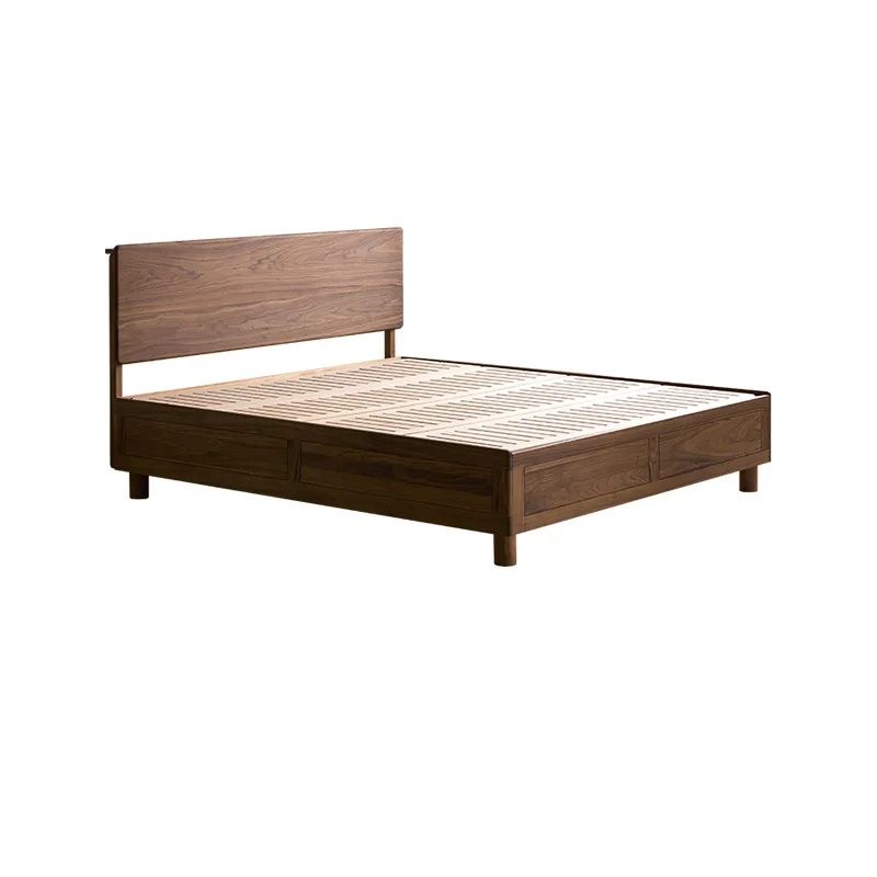 Solid wood bed box bed North American black walnut storage bedroom double bed Nordic high box 1.8 meters