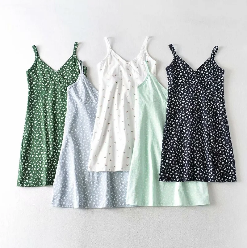 Sexy cruz v-ne floral impressão dr feminino verão faion street sle svel magro ajuste camada base saia ort