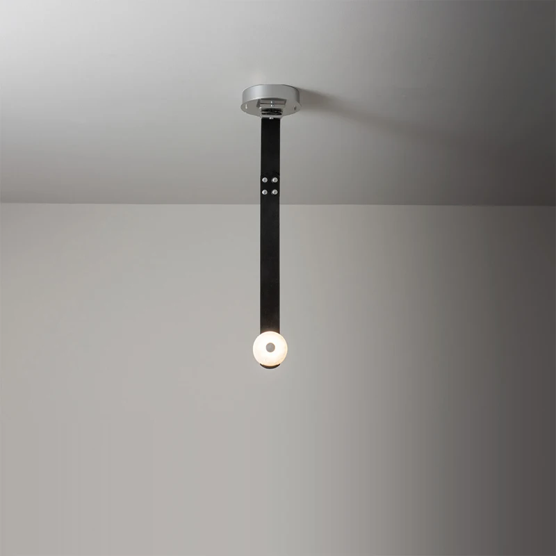 

Home Deco Black Brown DIY Flexible Leather Strap Marble LED Chandelier Suspension Luminaire Lampen For Foyer Bedroom Corridor