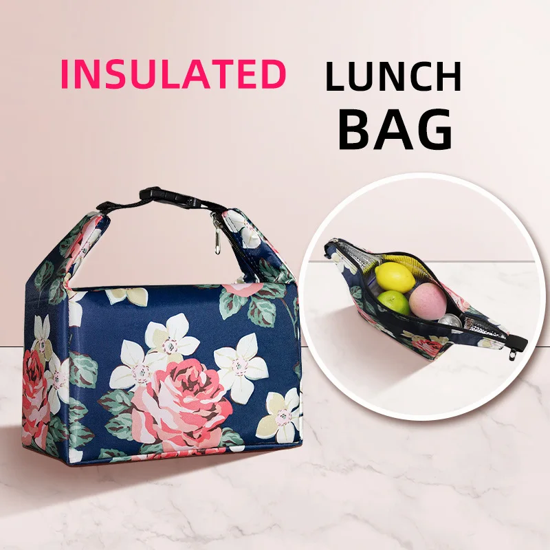 

Hasp Handle Women Thermal Lunch Bag Durable Lunchbox Insulated Cooler Ice Pack Tote Portable Food Work Picnic Bags for School