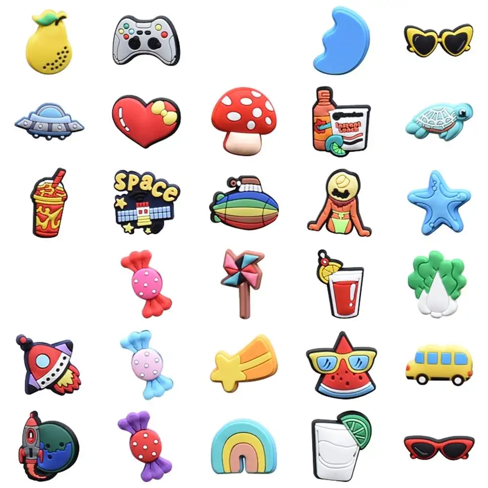 

Wholesale 1pcs PVC Shoe Accessories for Crocs Charms Candy Badge Women Clogs Buckle Kids Pins Decoration Jeans X-mas Gift