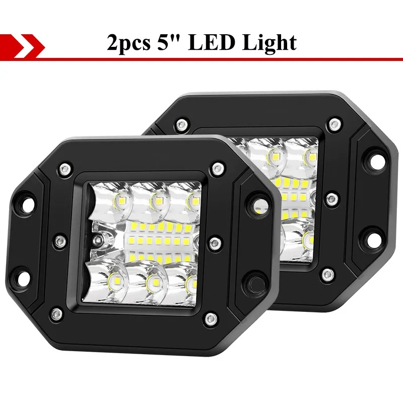 5 inch Flush Mount LED Pods Auto Flood Werklicht Offroad 4x4 SUV ATV UTV Rood Achterlicht Truck Lorry Van Amber Mistrijlicht Rijlamp