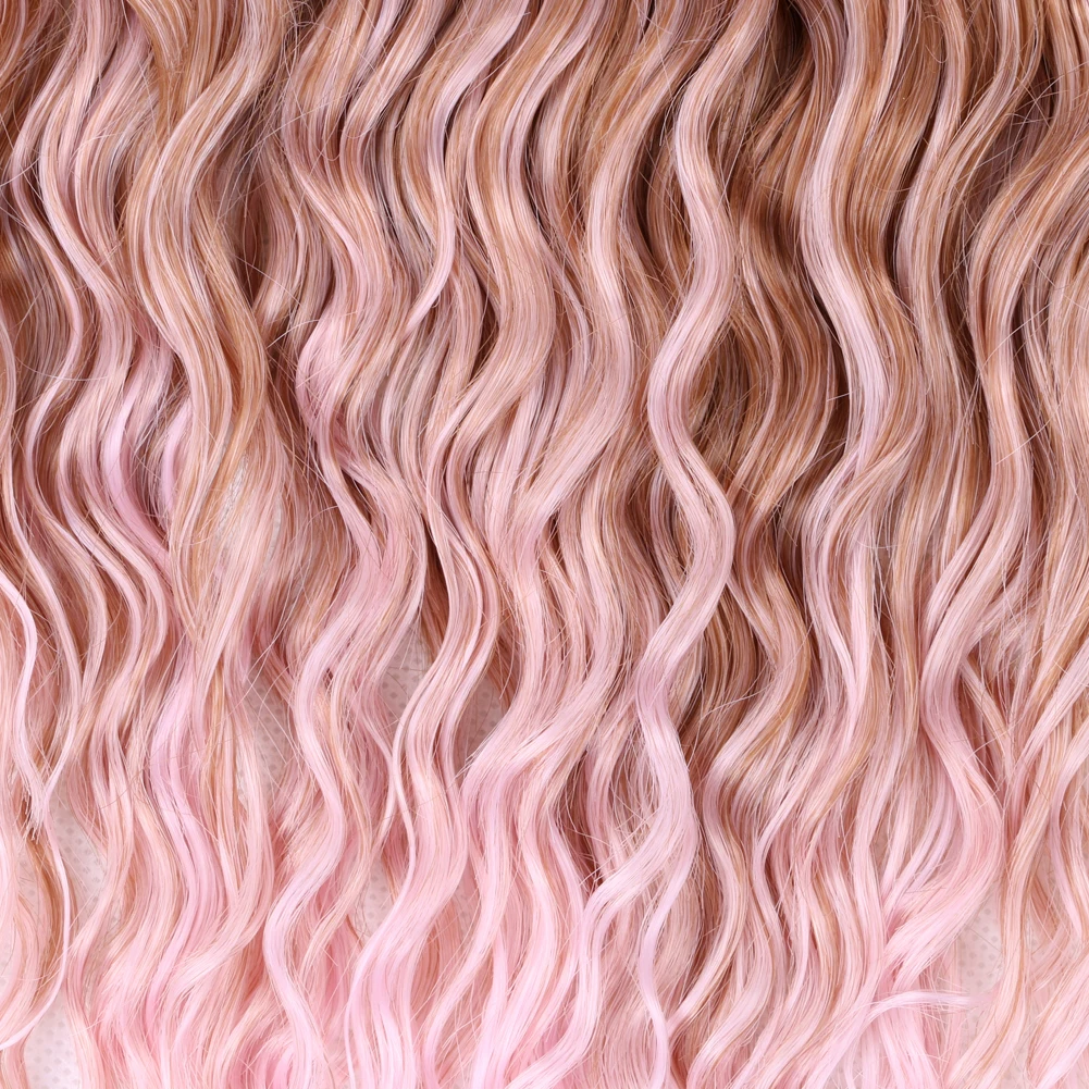 Full Star Synthetic Deep Wave Twist Crochet Hair Pink Ocean Wave 32 Inch Light Weight 100g Soft Braiding Hair Extensions