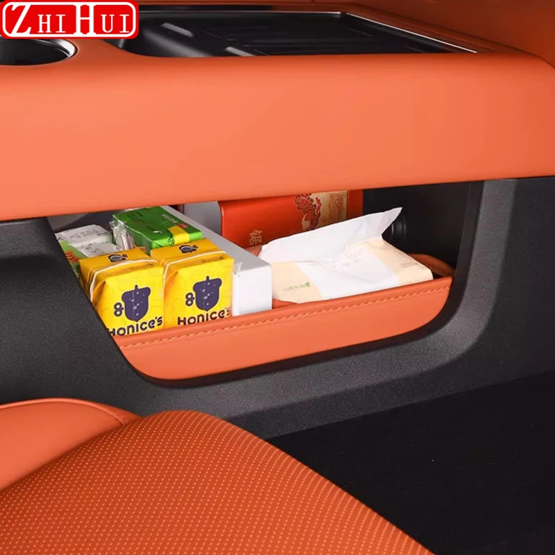 For Li Lixiang L6 L7 2024 Restyling Car Styling Center Console Lower Storage Box Leather Foldable Storage Box Auto Accessories