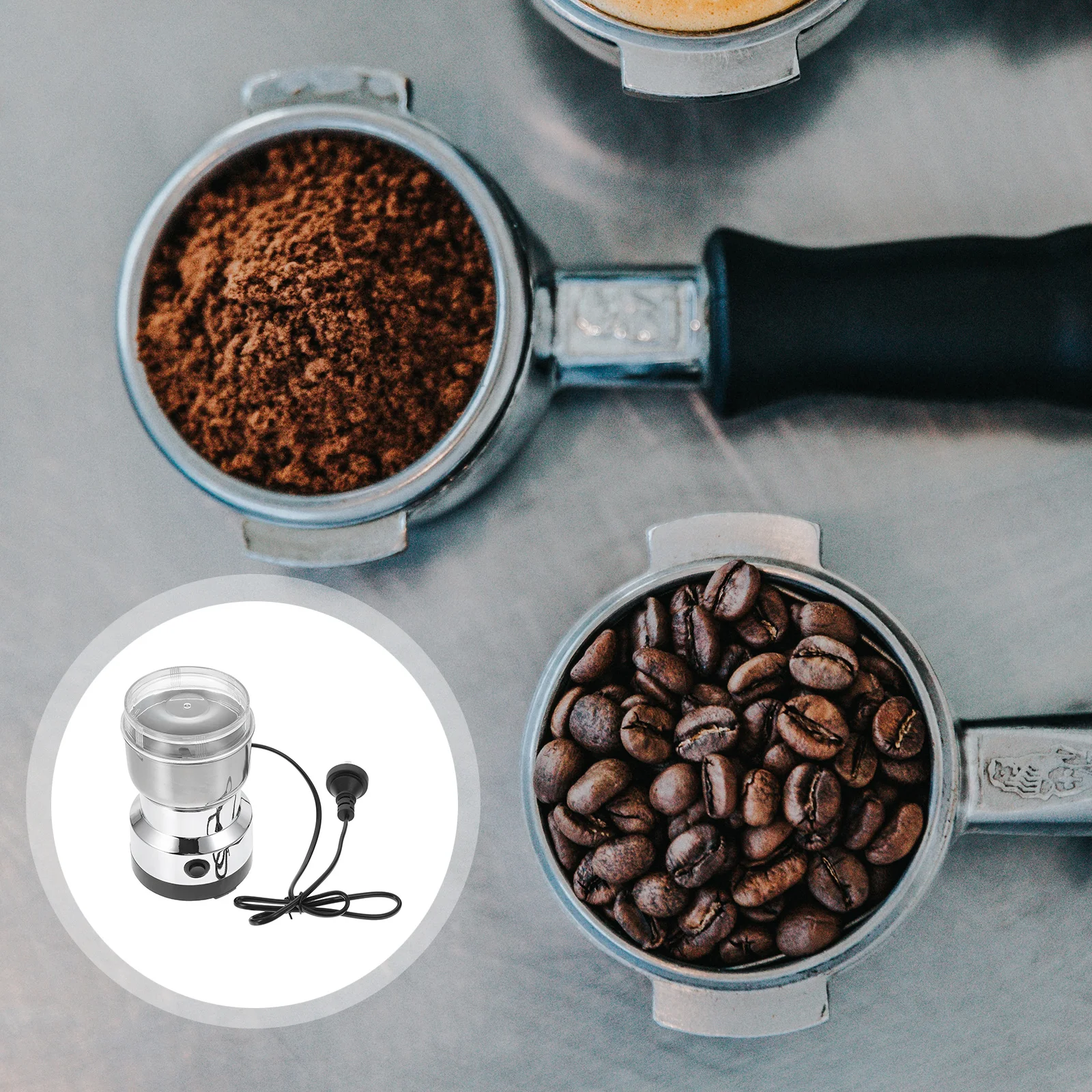 

Professional Electric Coffee Grinder Stainless Steel Blades One Button Operation Home Kitchen Spice Beans Maker Transparent