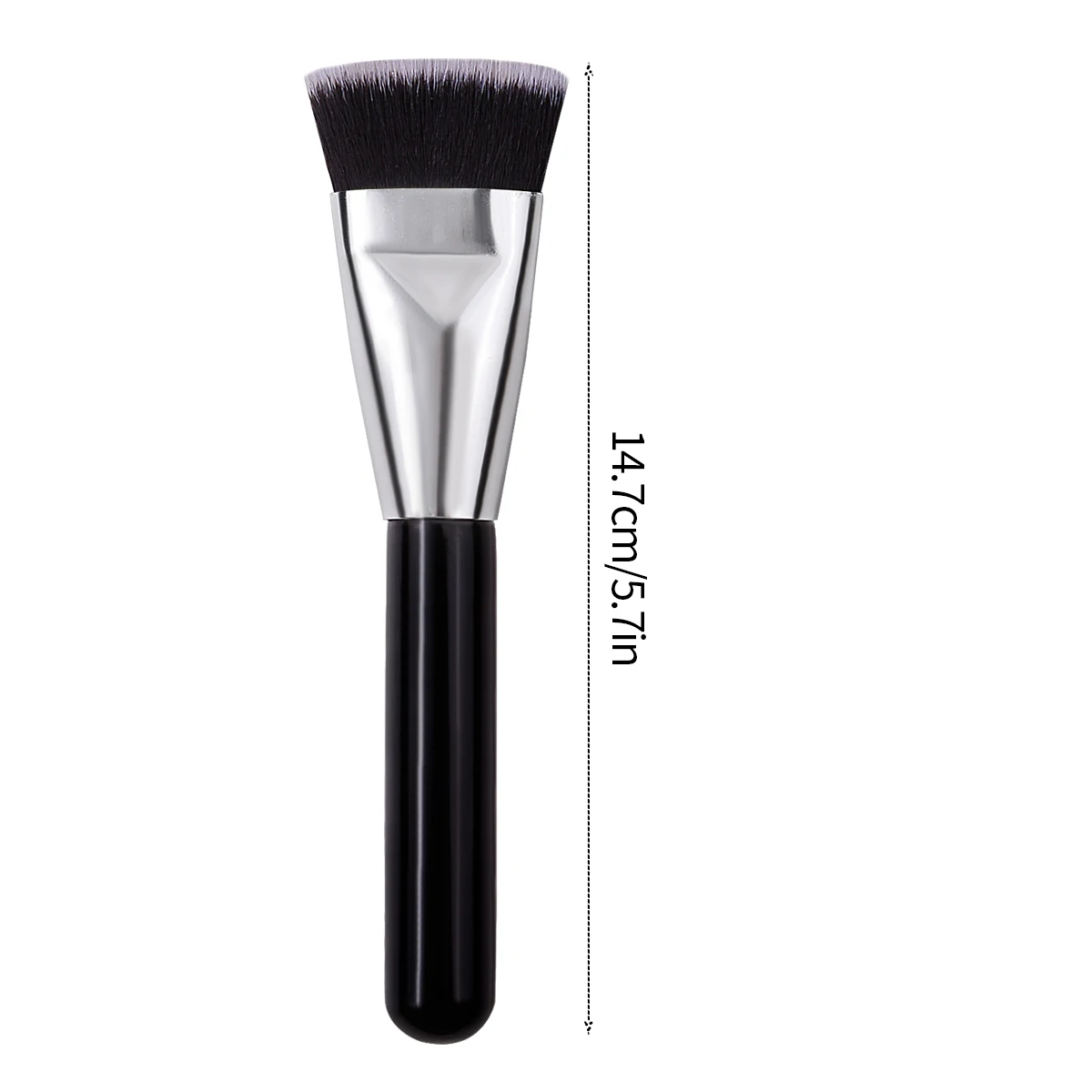 Einzelner Flachkopf-Foundation-Pinsel mit Silberrohr, Kontur- und Reparaturpinsel, Multifunktionaler Weicher Tragbarer Make-up-Pinsel – Detail 6