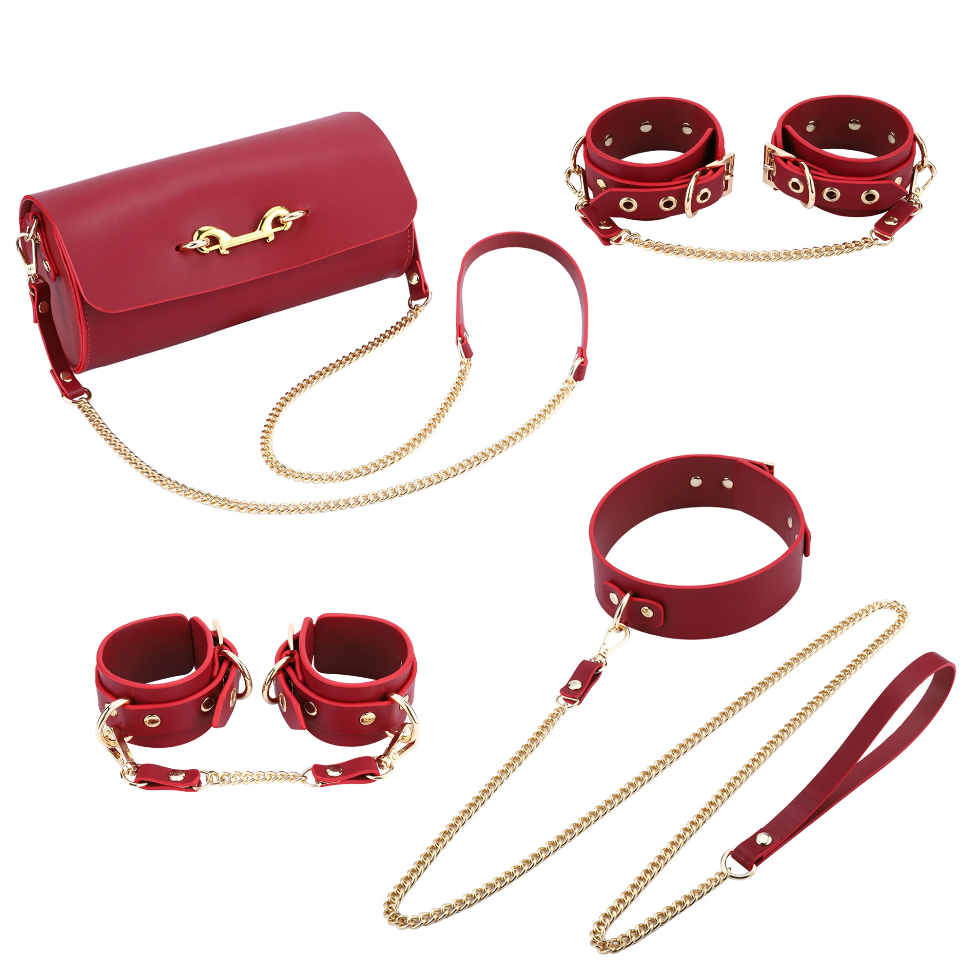 

Puppy Play Split Leather Bdsm Bondage Restraints Kit Collars Wrist Ankle Cuff Handcuffs Sex Toys For Women Adult Games