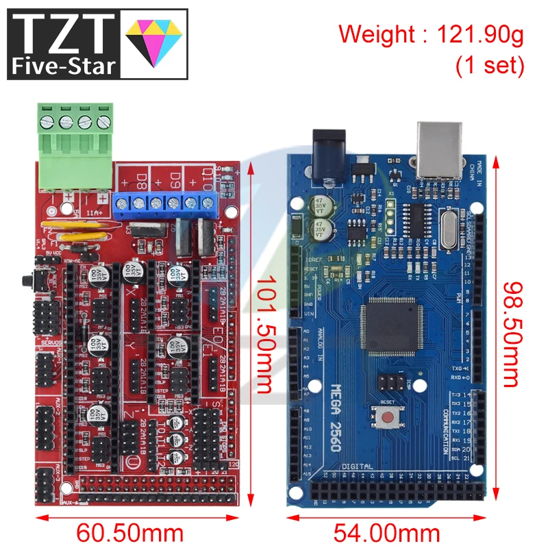 Imagem -02 - Tzt-mega 2560 r3 Mega Mega 2560 Mega 2560 Mega 2560 r3 Controlador Rmps 1.4 Controlador para Impressora 3d Arduino Kit Arduino