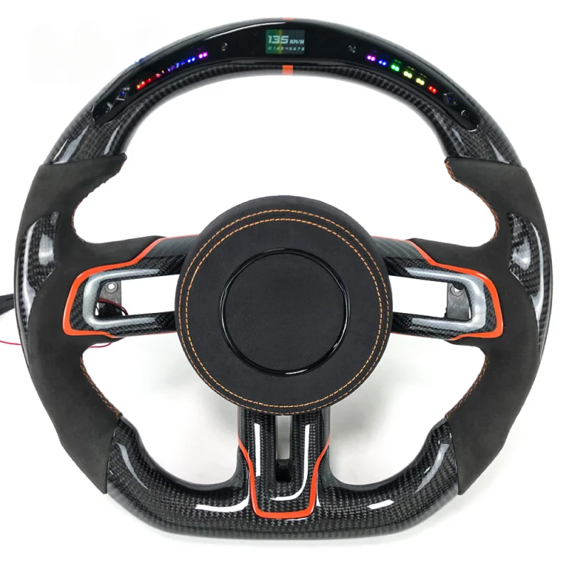 

For Ford Mustang GT Custom LED Carbon Fiber Sports Steering Wheel 2015-2023