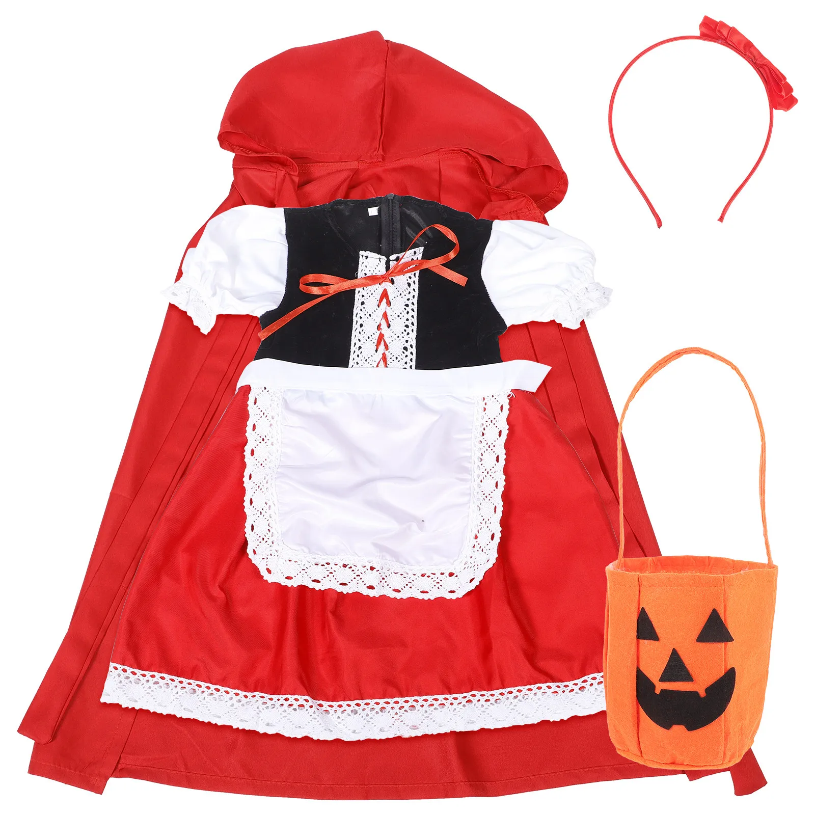 

Комплект классического костюма с капюшоном для девочек: платье для Хэллоуина, детский праздничный наряд, одежда для косплея и маскарада