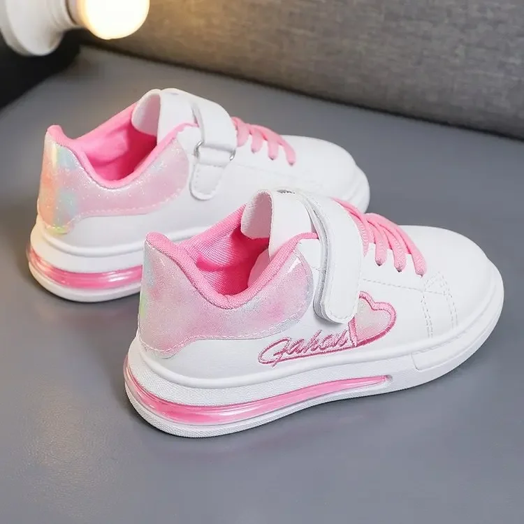 Children\'s Shoes 2024 Summer New Kids Fashion Casual Sports Shoes Hook & Loop Love Embroidery Princess Girls Sneakers Versatile