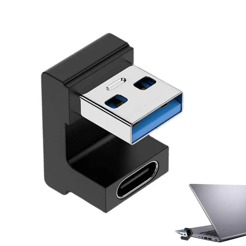 Adaptador de ángulo recto A90 grados, adaptador de curva lateral de 10Gbps hacia arriba, tipo C, extensor de teléfono macho a hembra