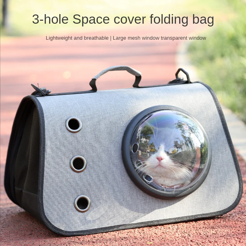 

Portable Cat Backpack Single Shoulder Backpack for Cat Outdoor Hiking Three-hole Breathable Cat Carrier Retractable Cat Handbag