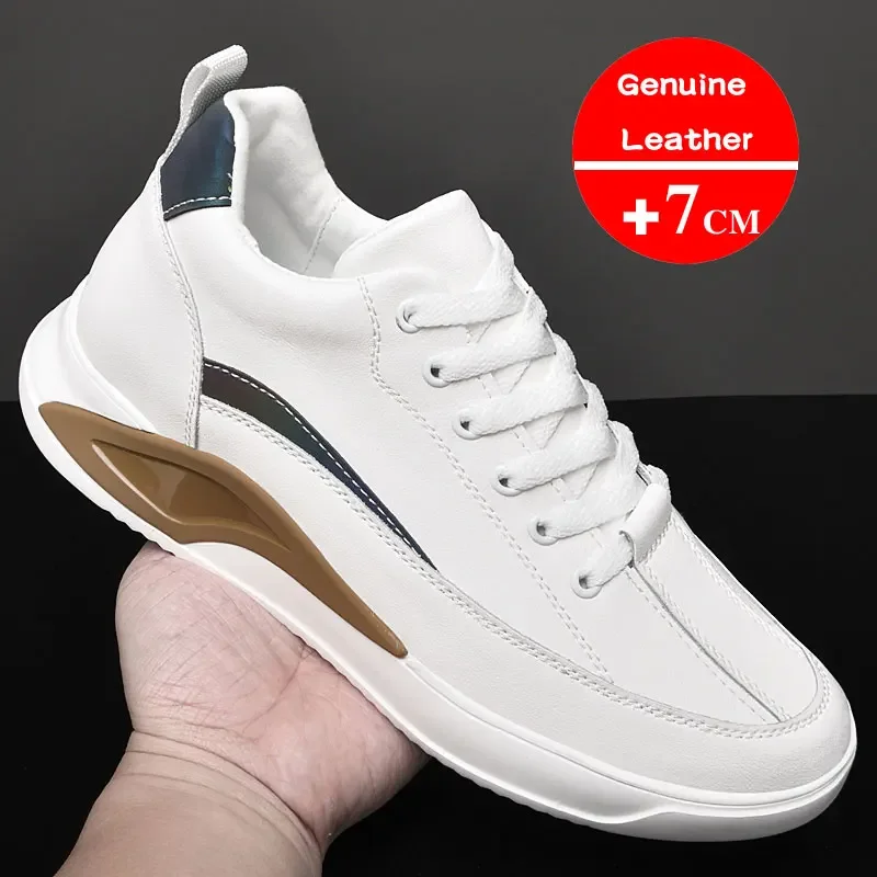 Sapatos de couro genuíno para homens, sapatilhas respiráveis, sapatos leves, sapatos casuais masculinos, marca de luxo, alta qualidade, novos