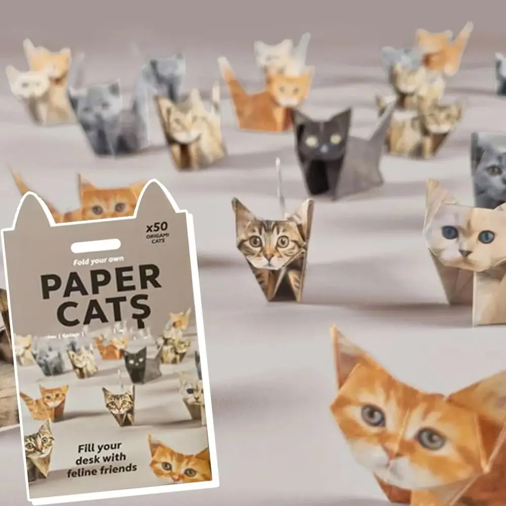 

New Handmade DIY Paper Cats Kit Desk Decoration Creative Origami Paper Cat Cat Lovers Fold Cute Cat Figures