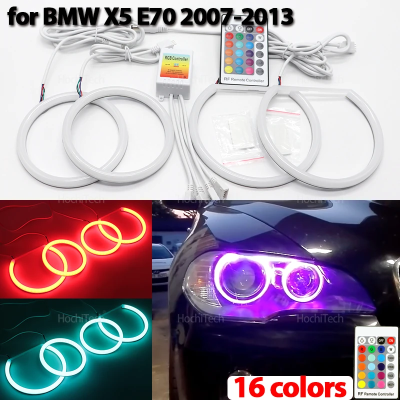 16 Colors RGB Cotton Light LED Angel Eyes Kit Ring Remote Control for BMW X5 E70 2007 2008 2009 2010 2011 2012 2013 Accessorie