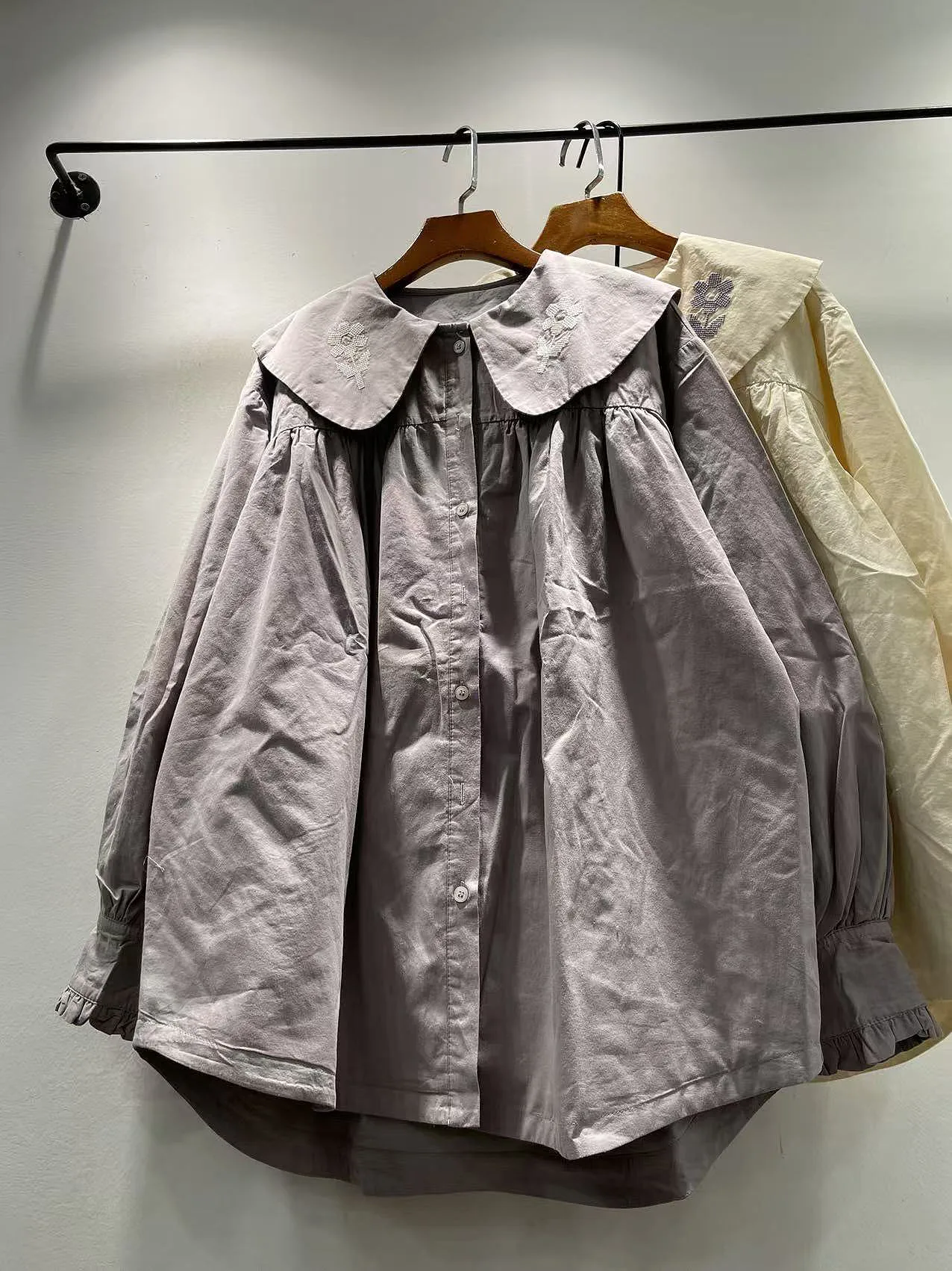 

Осень-зима, свободная хлопковая длинная подкладка с вышитым цветочным воротником на пуговицах, молодежная подкладка Faion для девочек, внутренняя подкладка