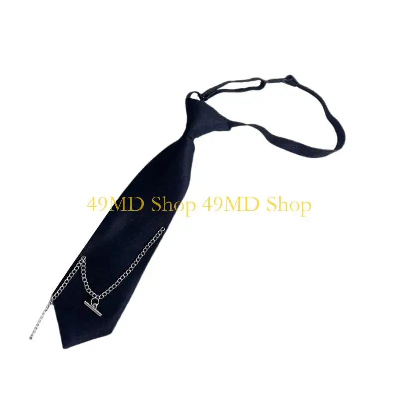 49MD Professional Pre Tied Metal Chain Necktie Women and Girls Suitable for Business Conferences and Office