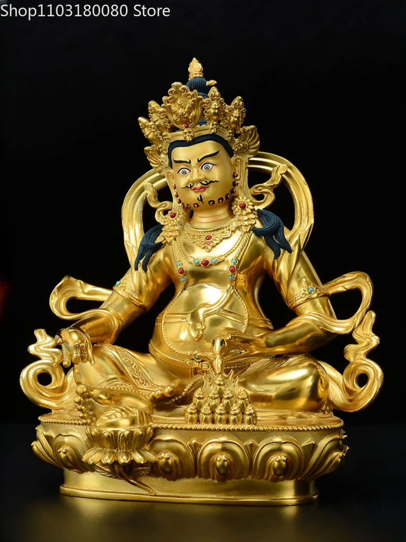 Copper brass gilding Yellow Jambhala buddha statue Tibet God of wealth sculpture,large size,31cm,16cm ,21cm