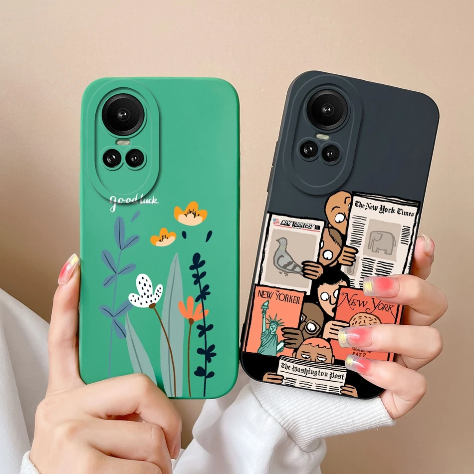 For Oppo Reno 10 Pro 5G Case Cute Design Soft Smooth Liquid Silicone Upgrade Full Protection Cover For Oppo Reno10Pro Capa Coque