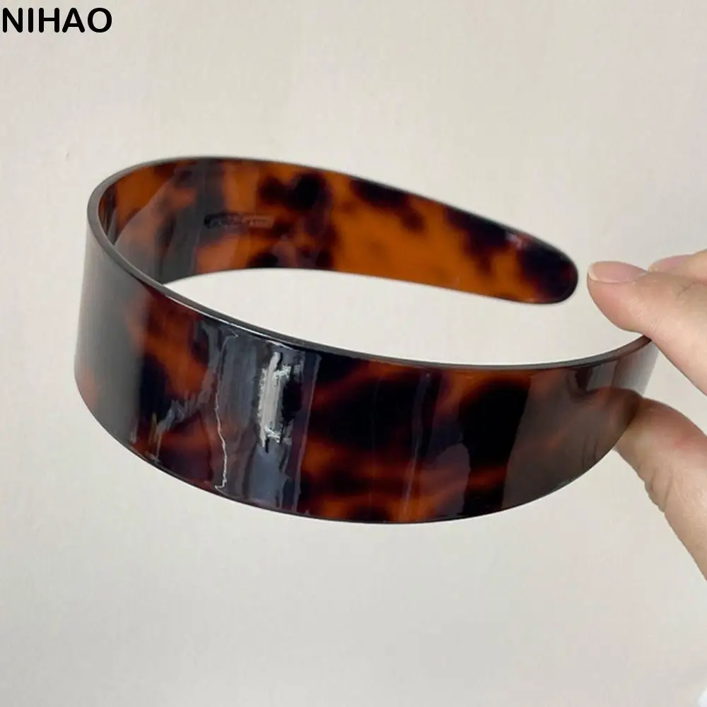 

Trendy Acetic Acid Leopard Headband French Headdress Retro Hairband Headwear Coffee Korean Style Hair Hoop Girls